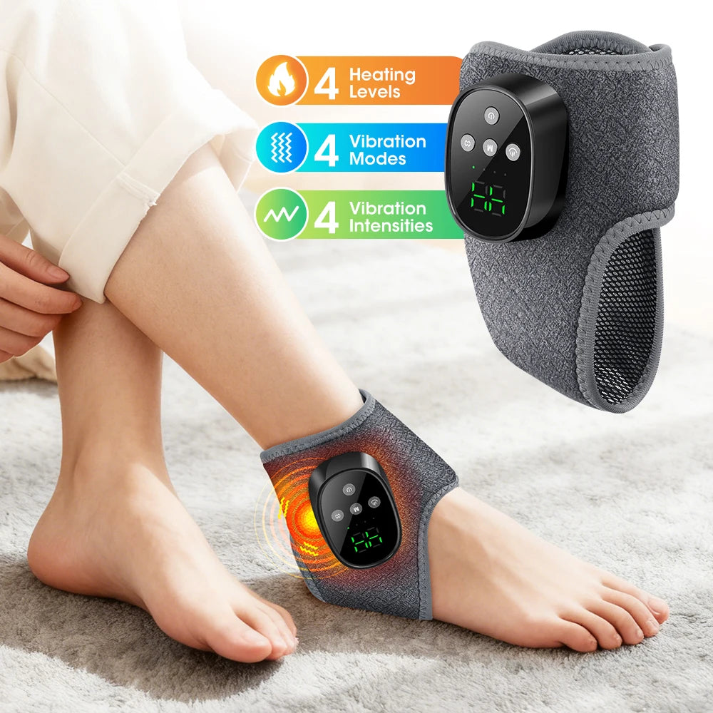 Electric Ankle Massager Heated Vibration Brace for Joint Relief at Home or After Sports
