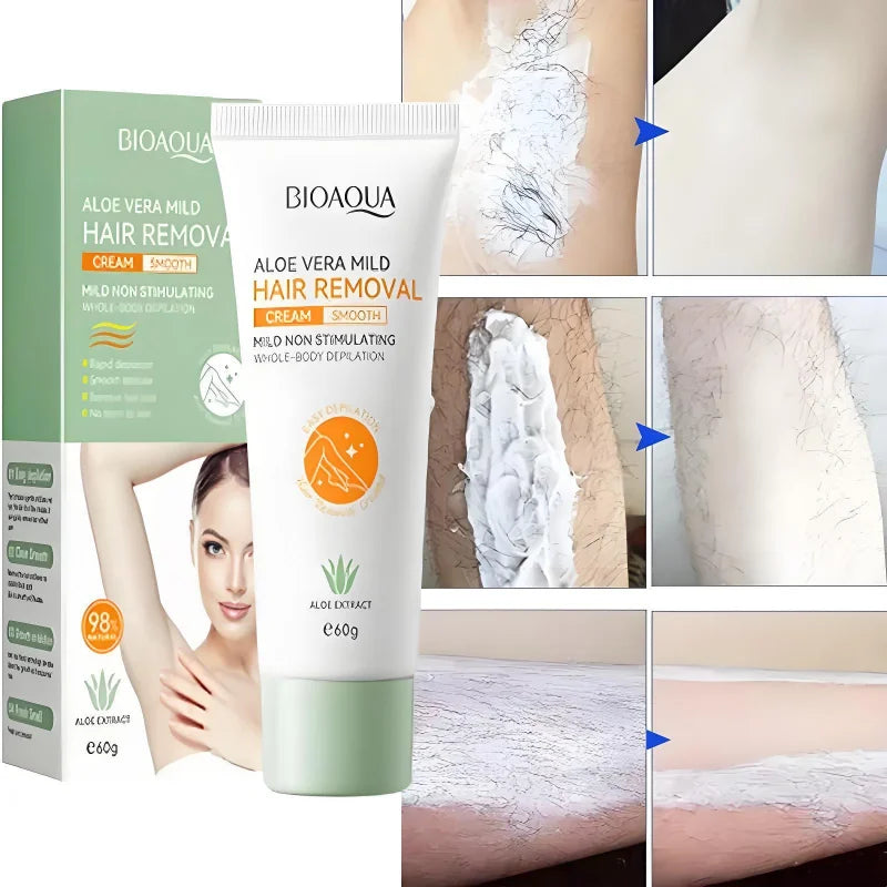 Hair Removal Cream Painless Aloe Vera Depilatory for Women and Men at Home for Smooth Skin