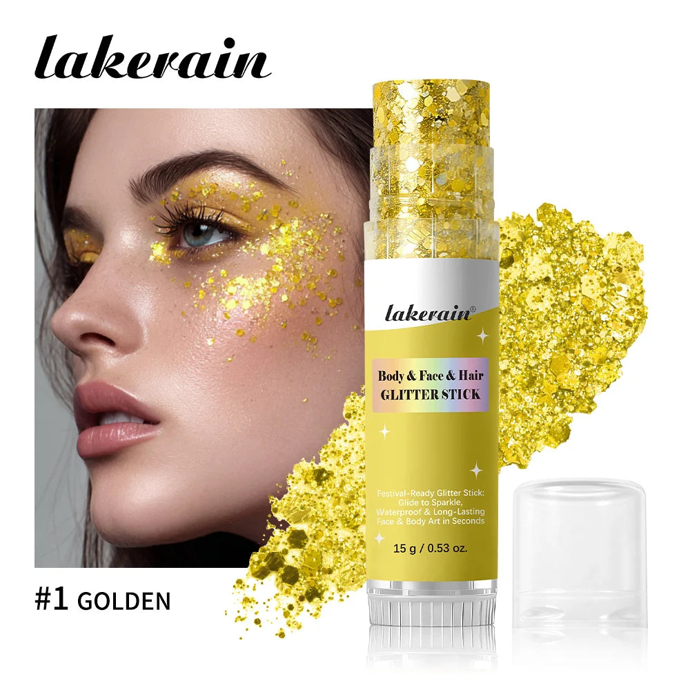 Body Glitter Stick Waterproof Shimmer Balm for Festival Party Makeup and Face Hair Glow