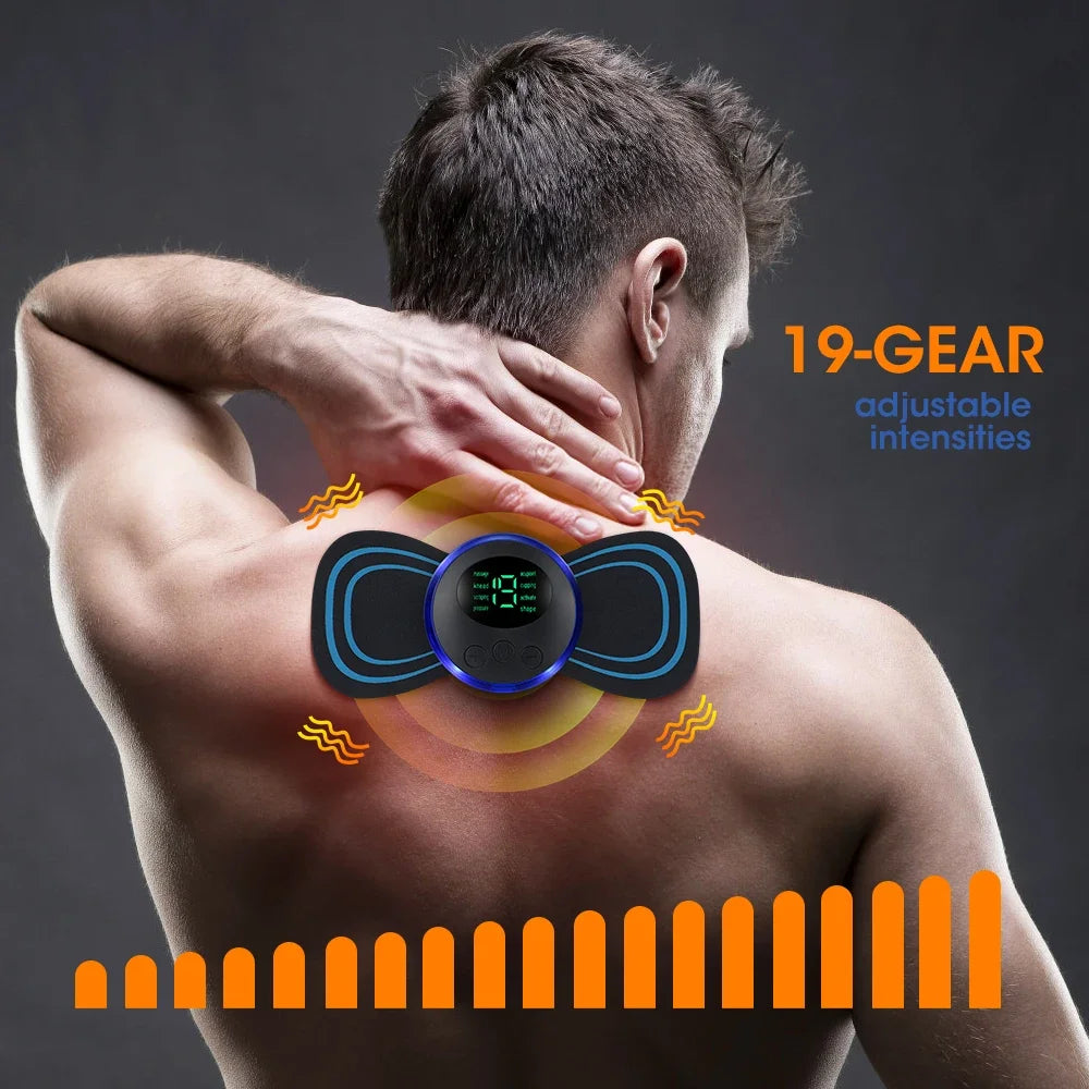 Electric Muscle Massager Patch with 8 Modes 19 Intensity Levels for Relief at Home or Travel