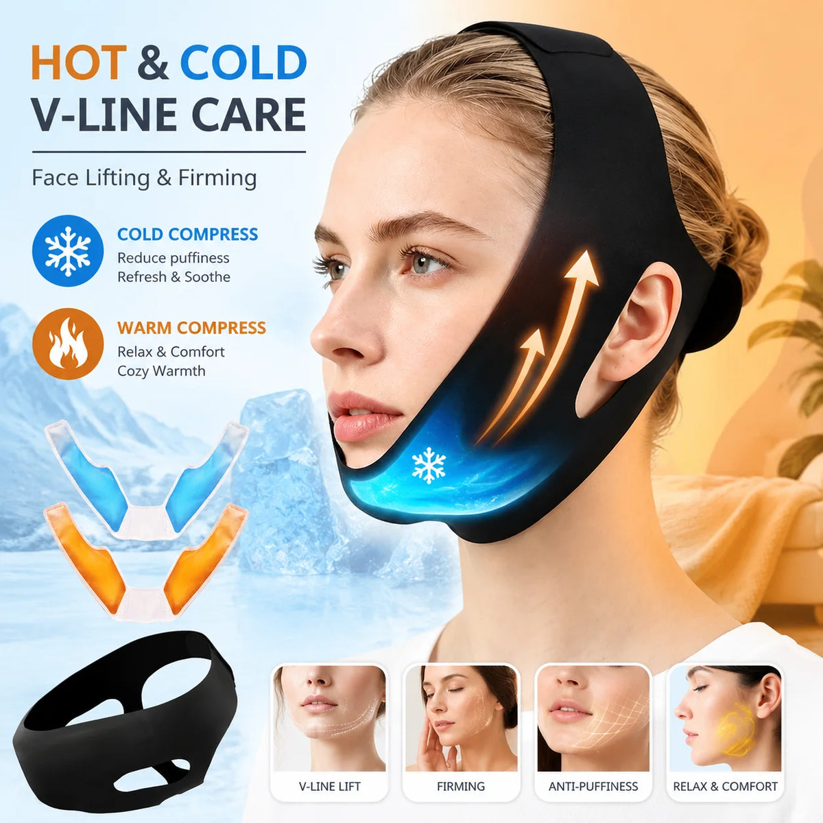 Adjustable Face Ice Pack V Line Lifting Bandage for Women Home Beauty and Oral Care
