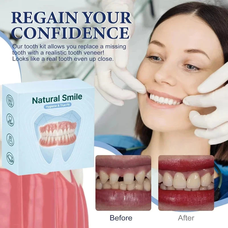 Silicone Fake Teeth Cosmetic Dentures for Adults Smile Enhancer for Daily Oral Care