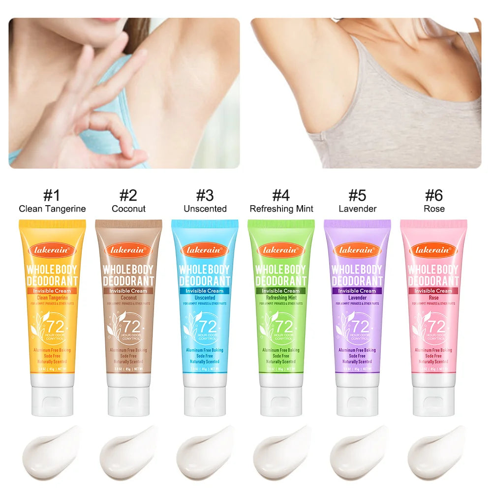 Body Deodorant Cream Long Lasting Odor Control Invisible Formula for Women and Men Daily Use