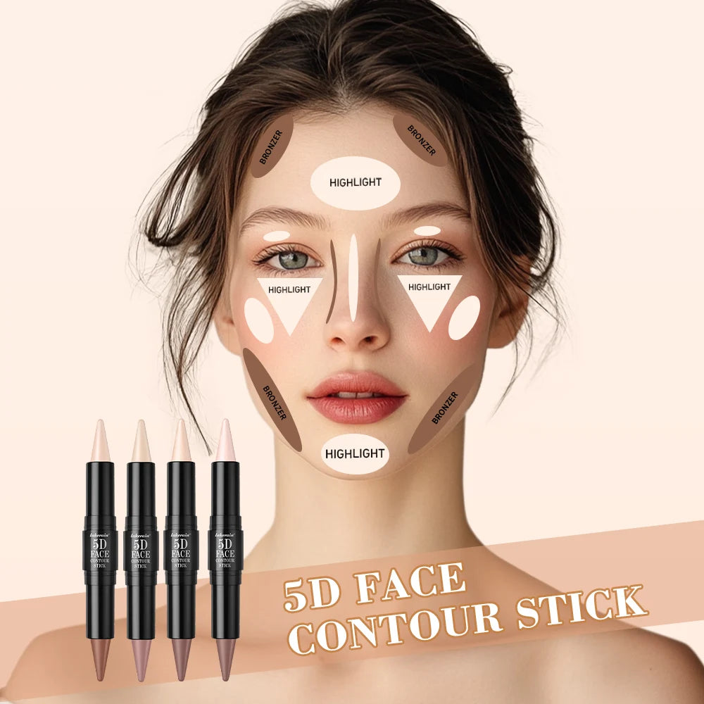 Dual Ended Face Contour Stick Highlighter Waterproof Makeup for Sculpting and Daily Beauty - 5