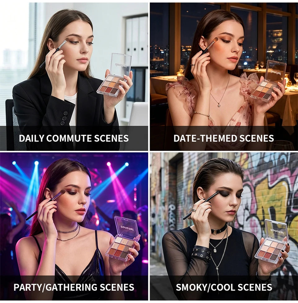 9 Shade Eyeshadow Palette Blendable Pigmented Makeup for Daily Looks and Professional Artistry