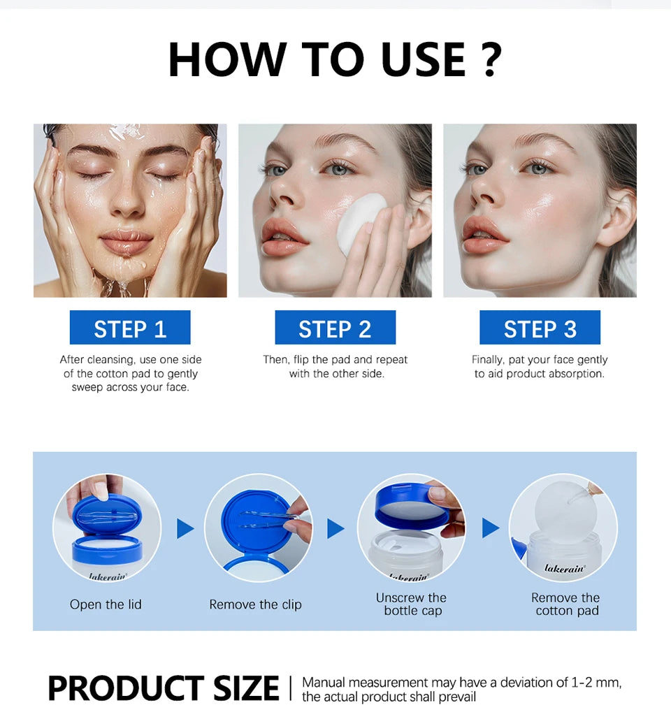 Pore Toner Pad and Peptide Serum Set Deep Moisturizing Glow for Unisex Daily Facial Skin Care - 14