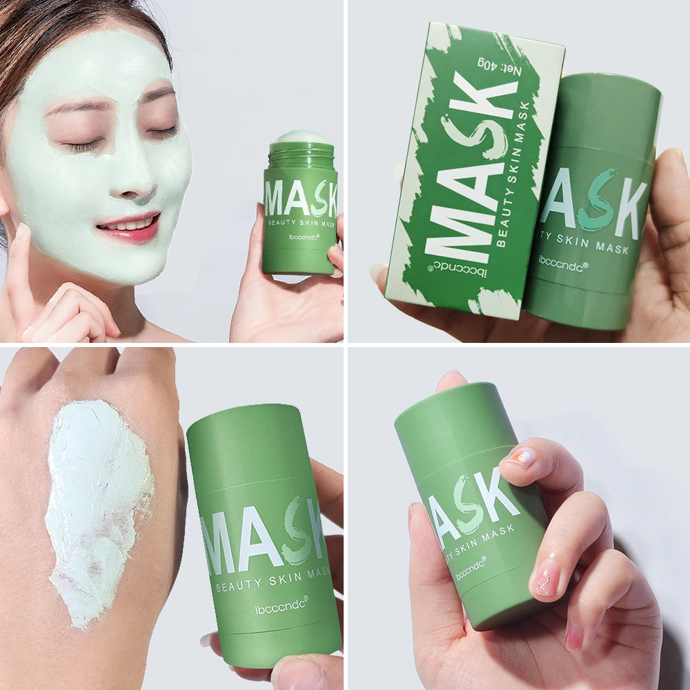 Green Tea Cleansing Stick Deep Moisturizing Oil Control Mask for Unisex Whole Face Treatment