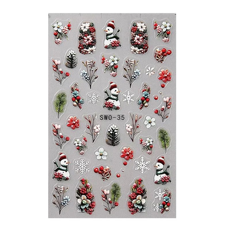 Christmas Nail Stickers Self Adhesive Art Decals for Winter Manicure Holiday Decoration