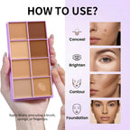 8 Shade Cream Concealer Palette Waterproof Full Coverage for Professional Makeup Artists