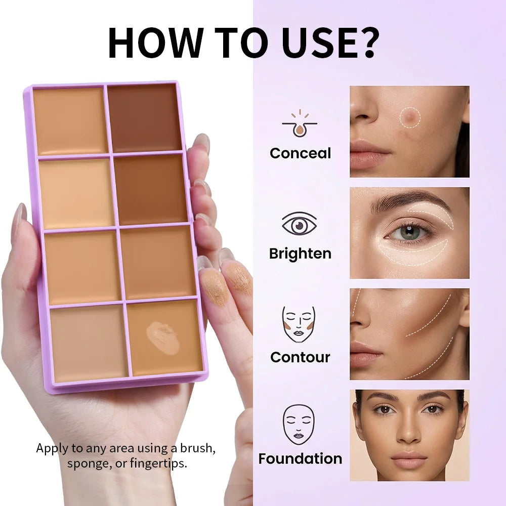 Cream Concealer Palette Waterproof Full Coverage for Professional Makeup and Daily Face Sculpting
