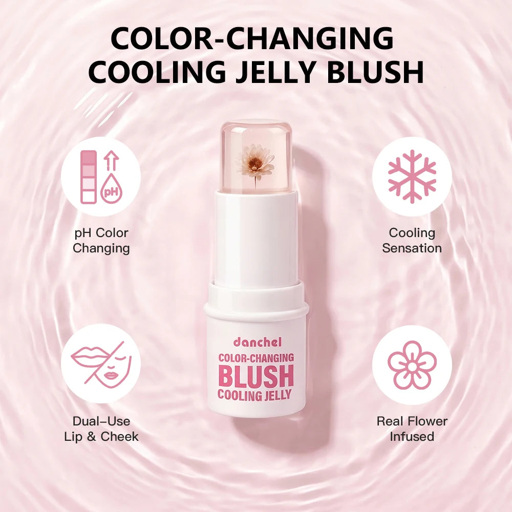 Color Changing Jelly Blush Stick pH Adaptive Hydrating Tint for Lips Cheeks and Eyes Daily