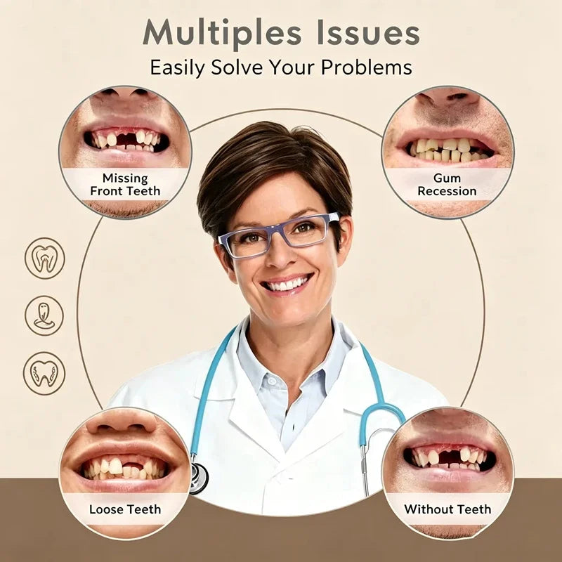 Silicone Dentures Realistic False Teeth Comfort Smile Appliance for Adults Daily Use