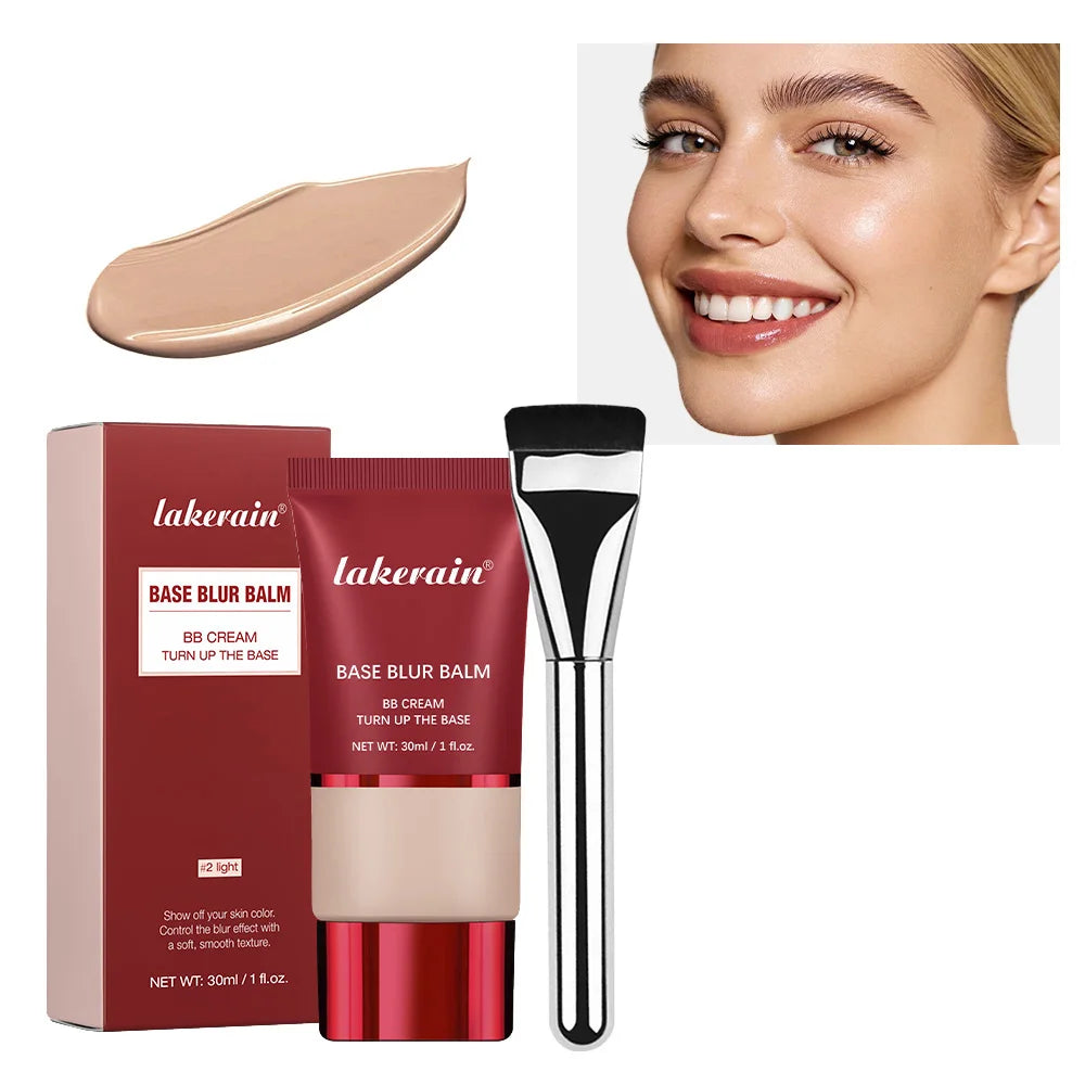 Blur Base Balm with Applicator Brush Pore Minimizing Foundation for Women Daily Makeup - 25