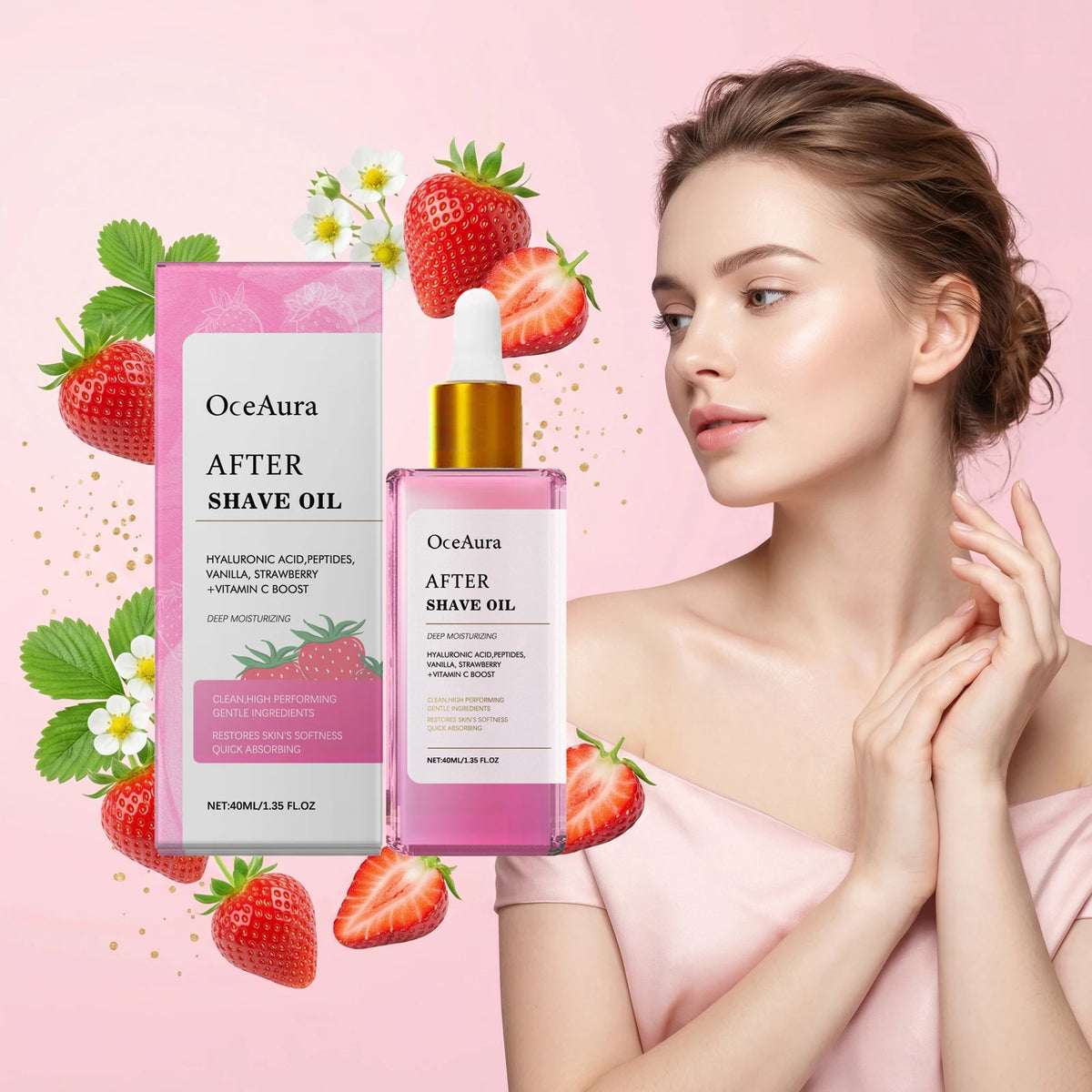 After Shave Oil Strawberry Scented Soothing Serum for Women Skin Care After Hair Removal