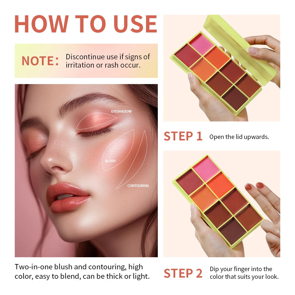Cream Highlighter Palette Long Lasting Bronzer Blush for Professional Makeup Artists