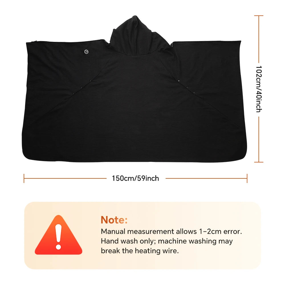 Wearable Graphene Heated Shawl Electric Warming Blanket for Home and Office Winter Comfort