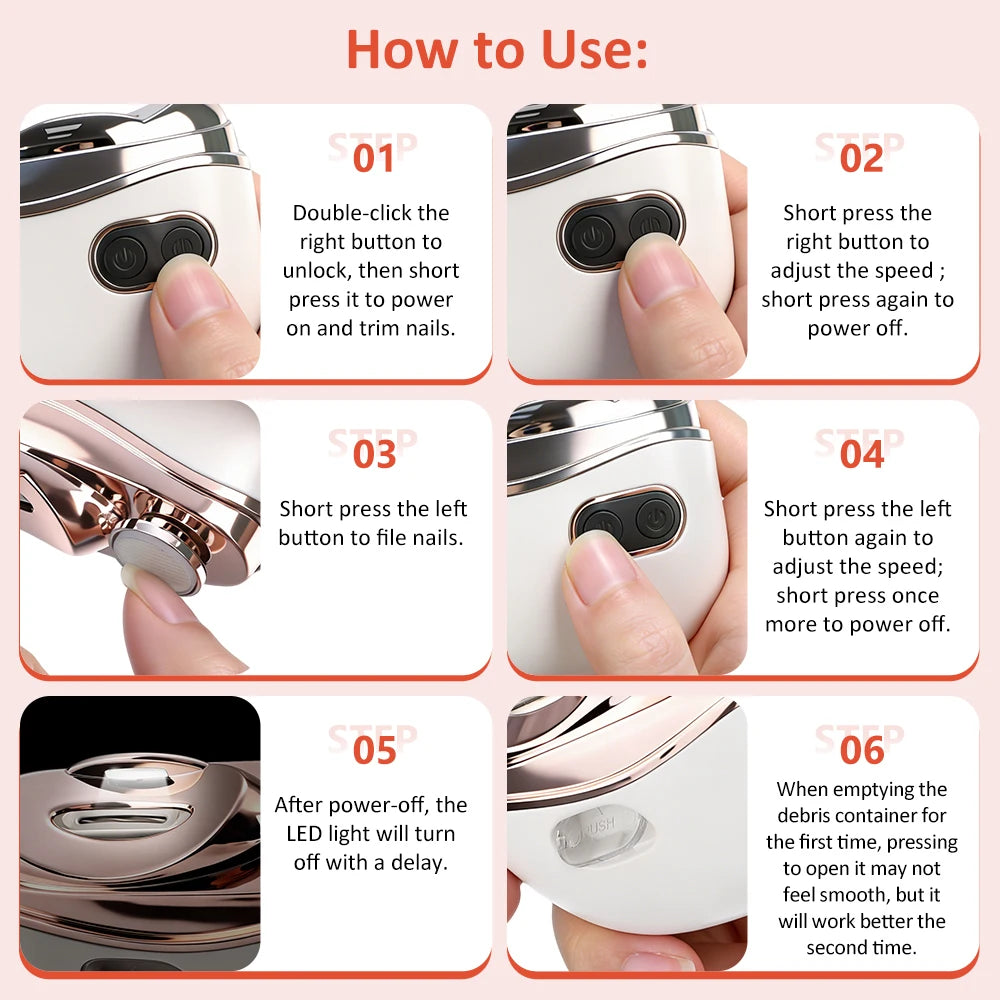 Electric Nail Clipper with LED Light Automatic Trimmer for Baby and Adult at Home Travel