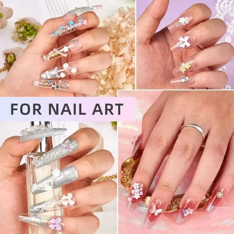 Acrylic Nail Art Charms with Bowknot Flowers for Manicure Design at Home Professional Salon