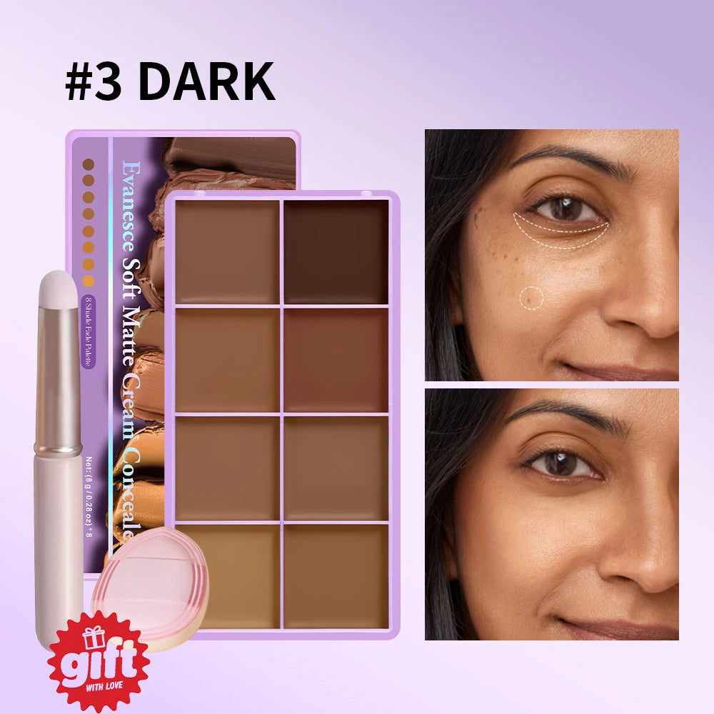 Cream Concealer Palette Waterproof Full Coverage for Professional Makeup and Daily Face Sculpting - 20