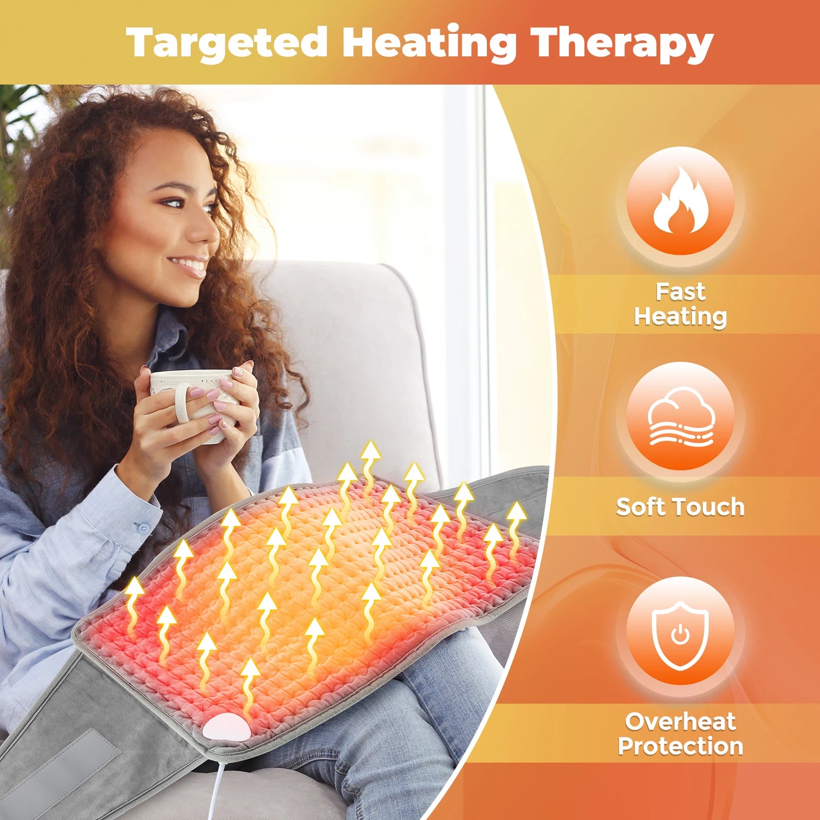 Electric Heating Waist Belt Adjustable Thermal Pad for Back Pain Relief at Home Office - 2