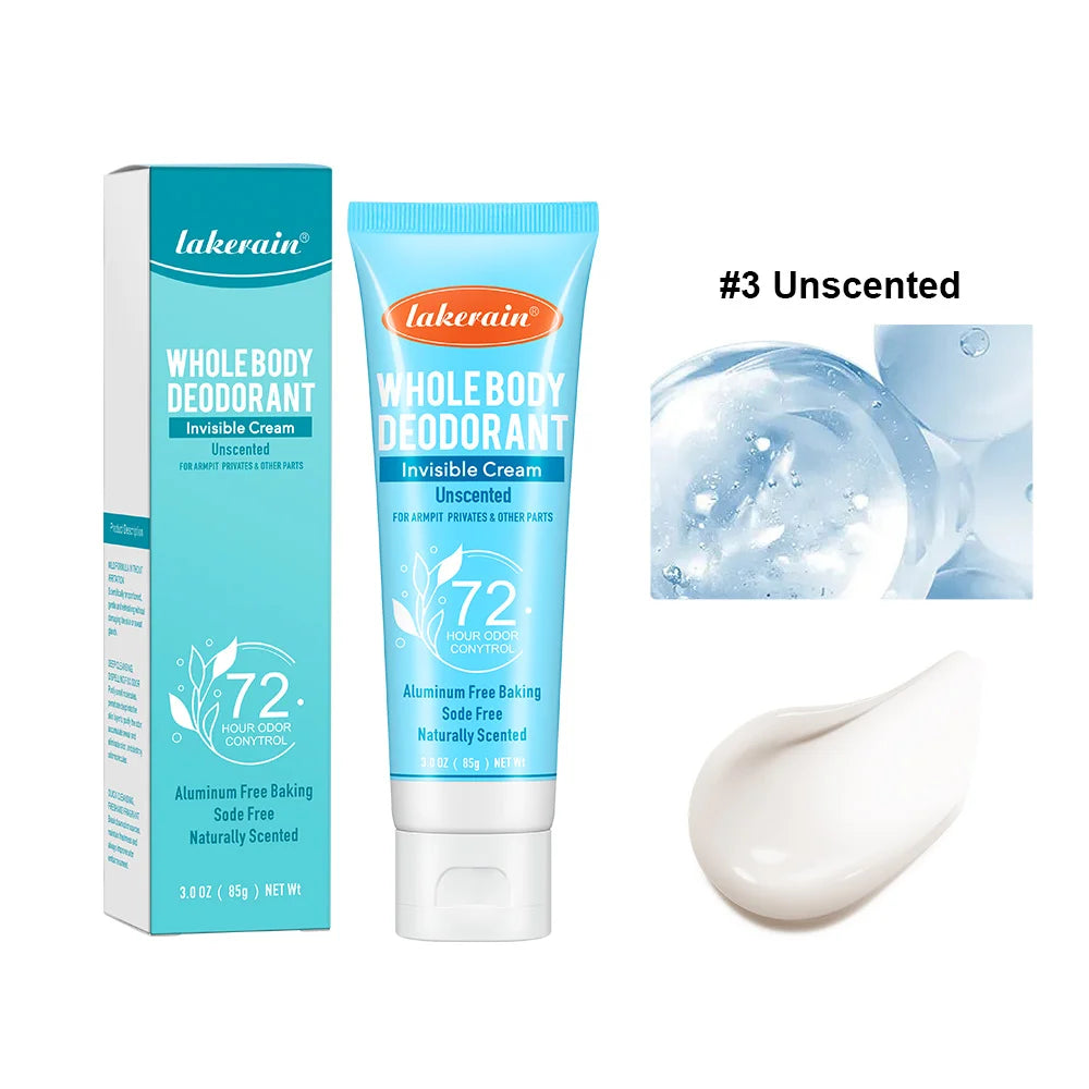 Body Deodorant Cream Long Lasting Odor Control Invisible Formula for Women and Men Daily Use