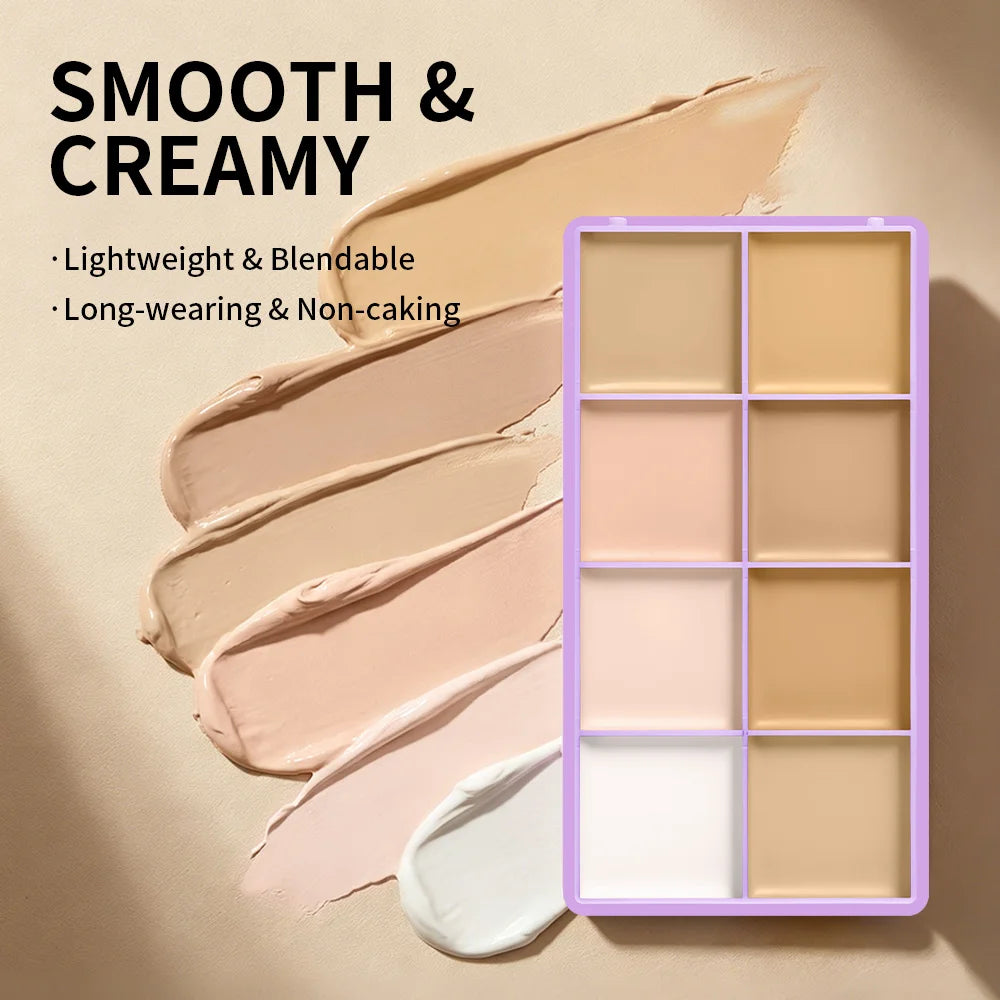 8 Shade Cream Concealer Palette Soft Matte Contour for All Skin Types Daily