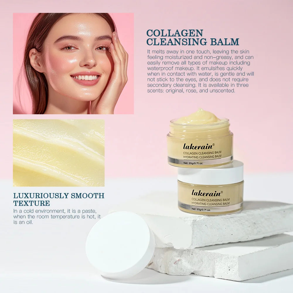Collagen Cleansing Balm Deep Pore Makeup Remover for Daily Facial Care and Hydrated Skin Glow