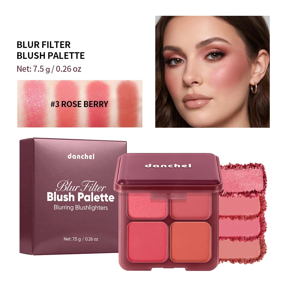 Blur Filter Blush Palette Matte Shimmer Powder for Natural Daily Cheek Makeup Routine