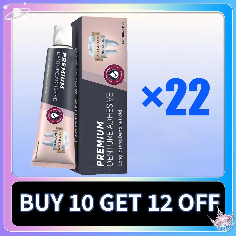 Denture Adhesive Waterproof Zinc Free Long Lasting Strong Grip for Seniors Eating at Home Daily - 9