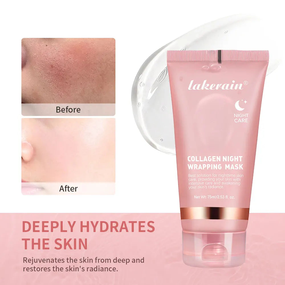 Collagen Night Wrapping Mask Anti Aging Peel Off Treatment for Face Radiance Overnight