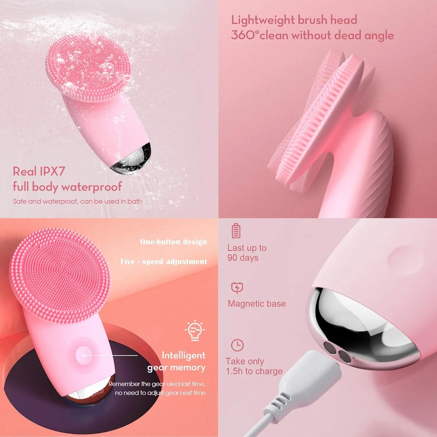 Electric Facial Cleansing Brush Sonic Vibration Scrubber for deep pore cleaning at home - 5