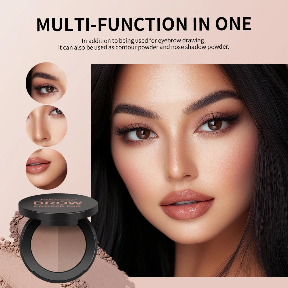 Brow Powder Duo Waterproof Contour Palette for Natural Eyebrow Definition and Face Makeup
