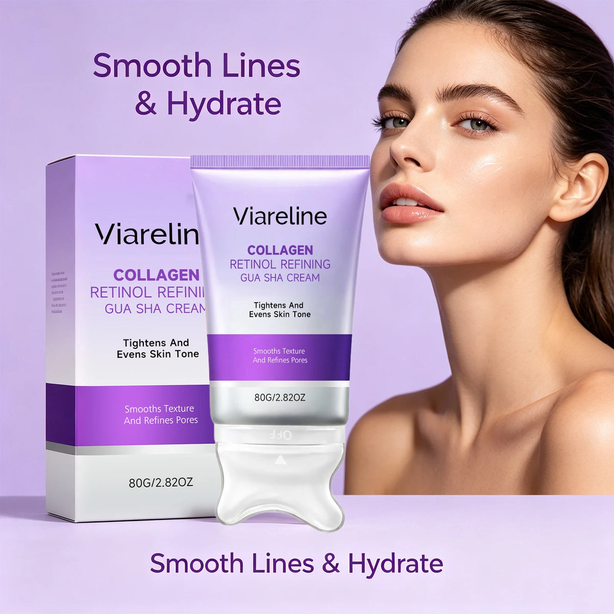 Collagen Retinol Gua Sha Cream Firming Lifting Skincare for Women and Men Daily Facial Routine