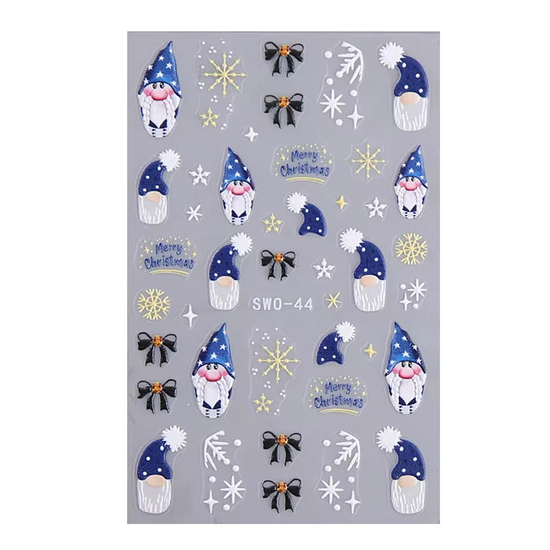 Christmas Nail Stickers Self Adhesive Art Decals for Winter Manicure Holiday Decoration