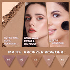 Matte Bronzer Powder Long Lasting Contour Makeup for Face Sculpting and Defined Finish