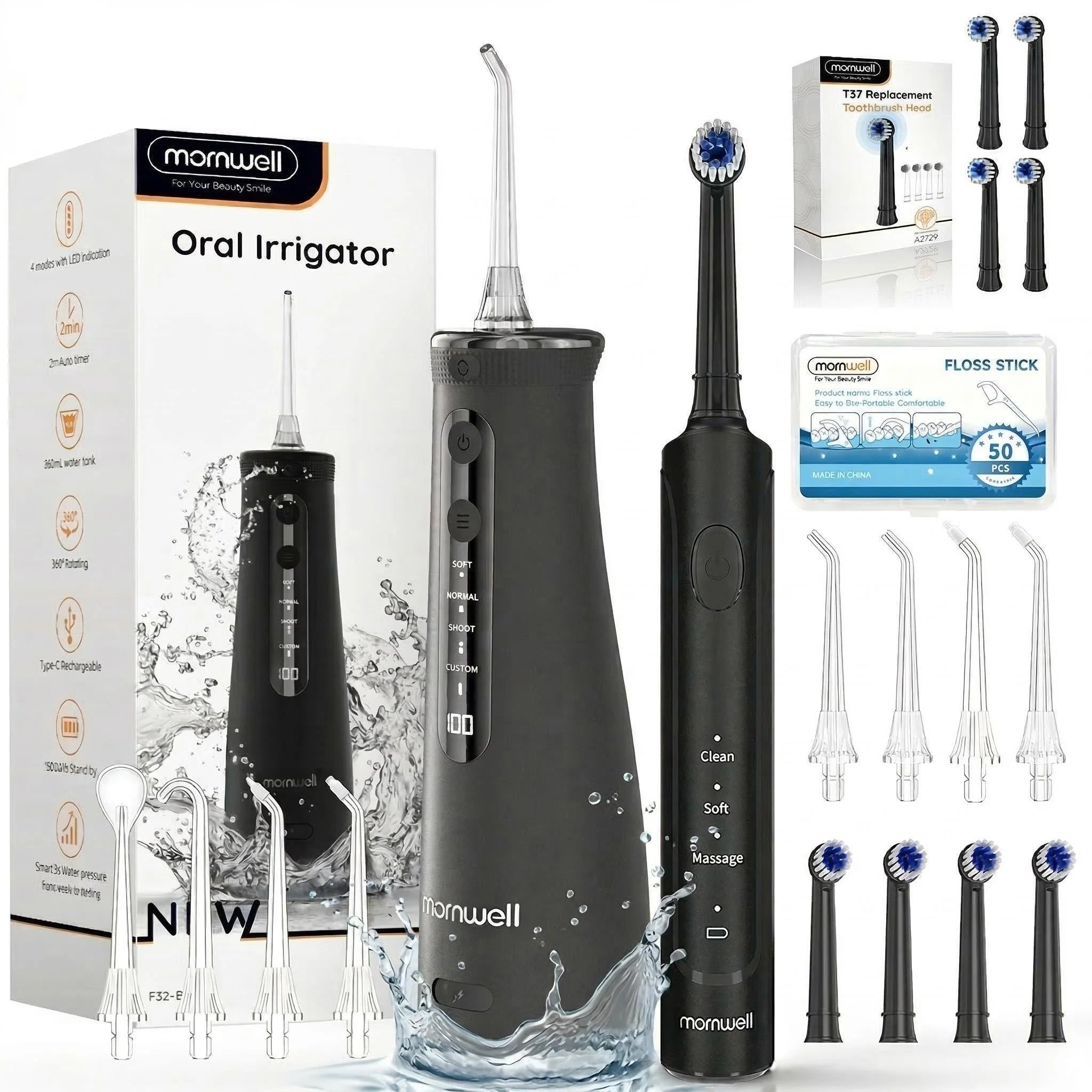 Electric Toothbrush Water Flosser Combo Oral Care Kit for Adults at Home - 1