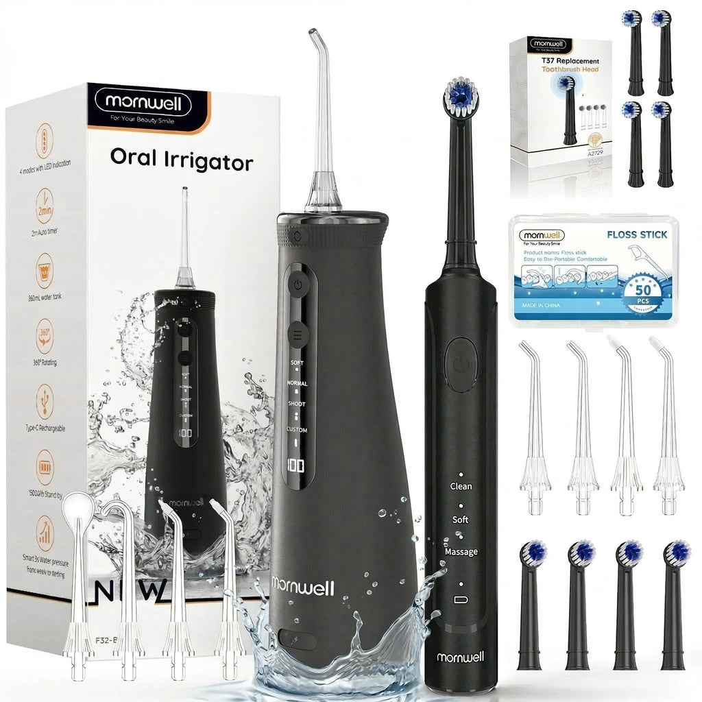 Electric Toothbrush Water Flosser Combo Oral Care Kit for Adults at Home