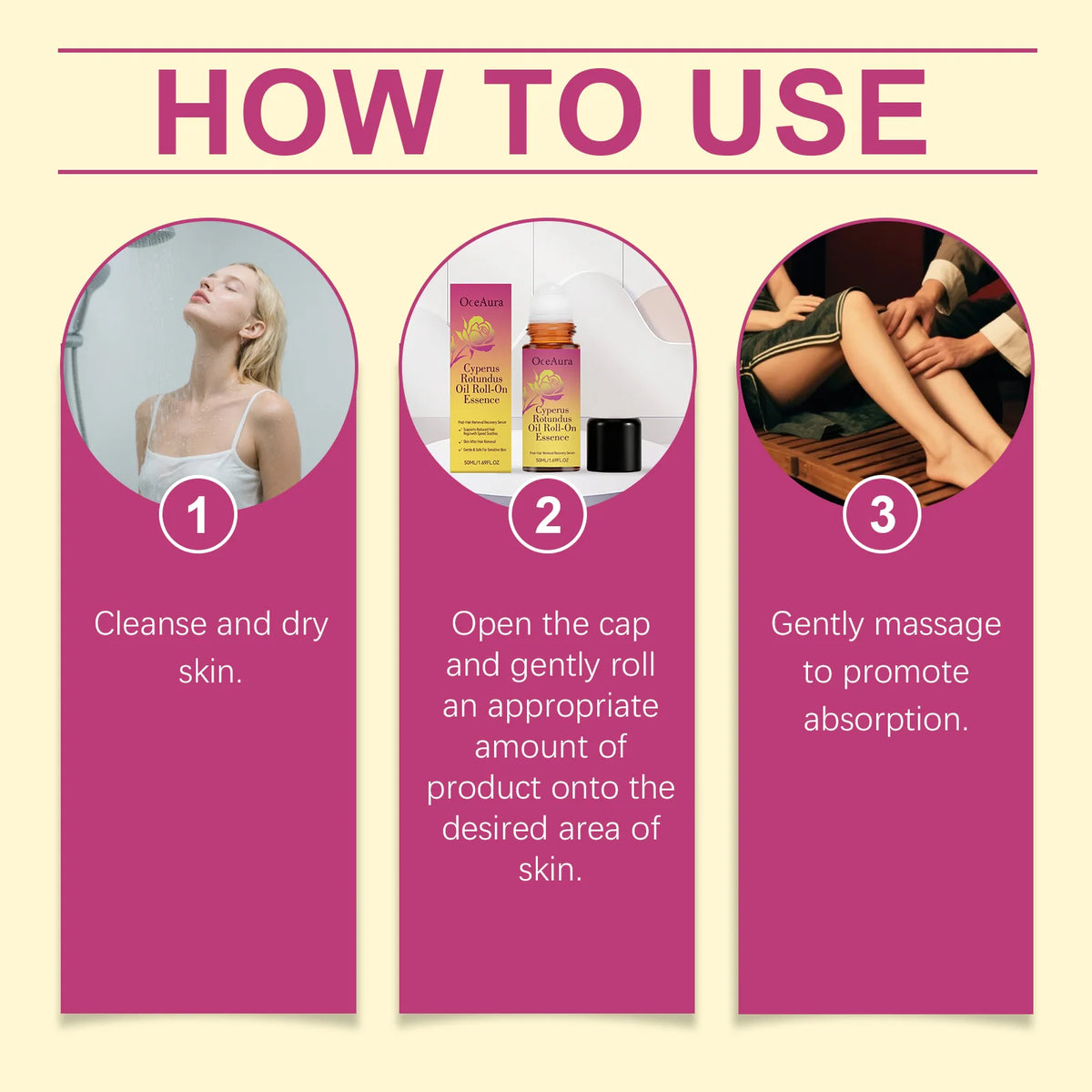 Cyperus Rotundus Roll On Essence Soothing Skin Repair for Women After Hair Removal Routine