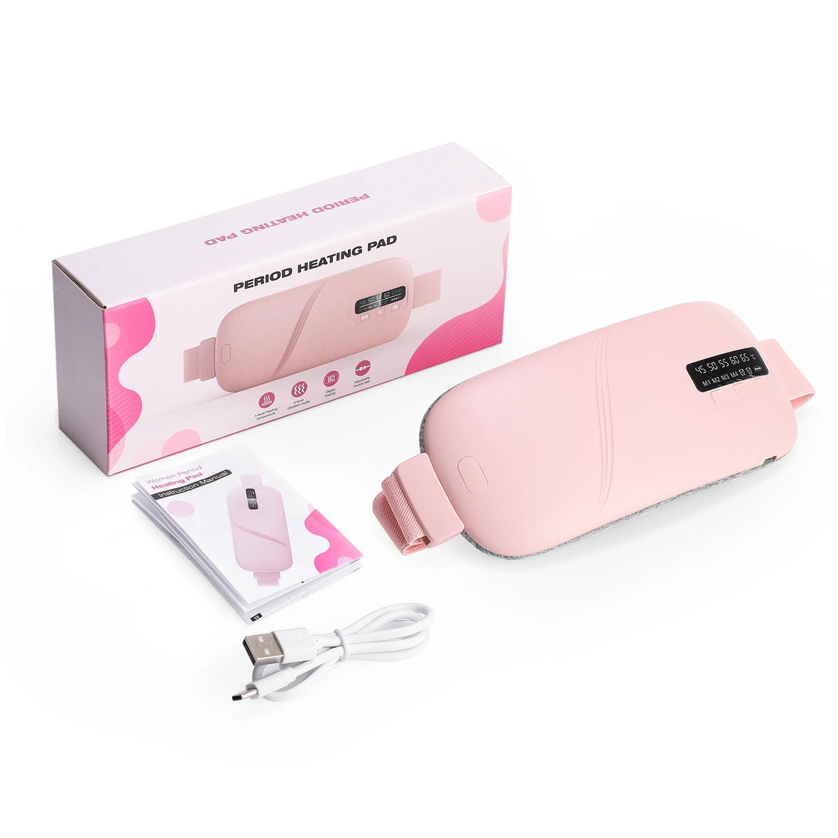 Menstrual Heating Pad Portable Vibration Massage Belt for Women at Home or Office