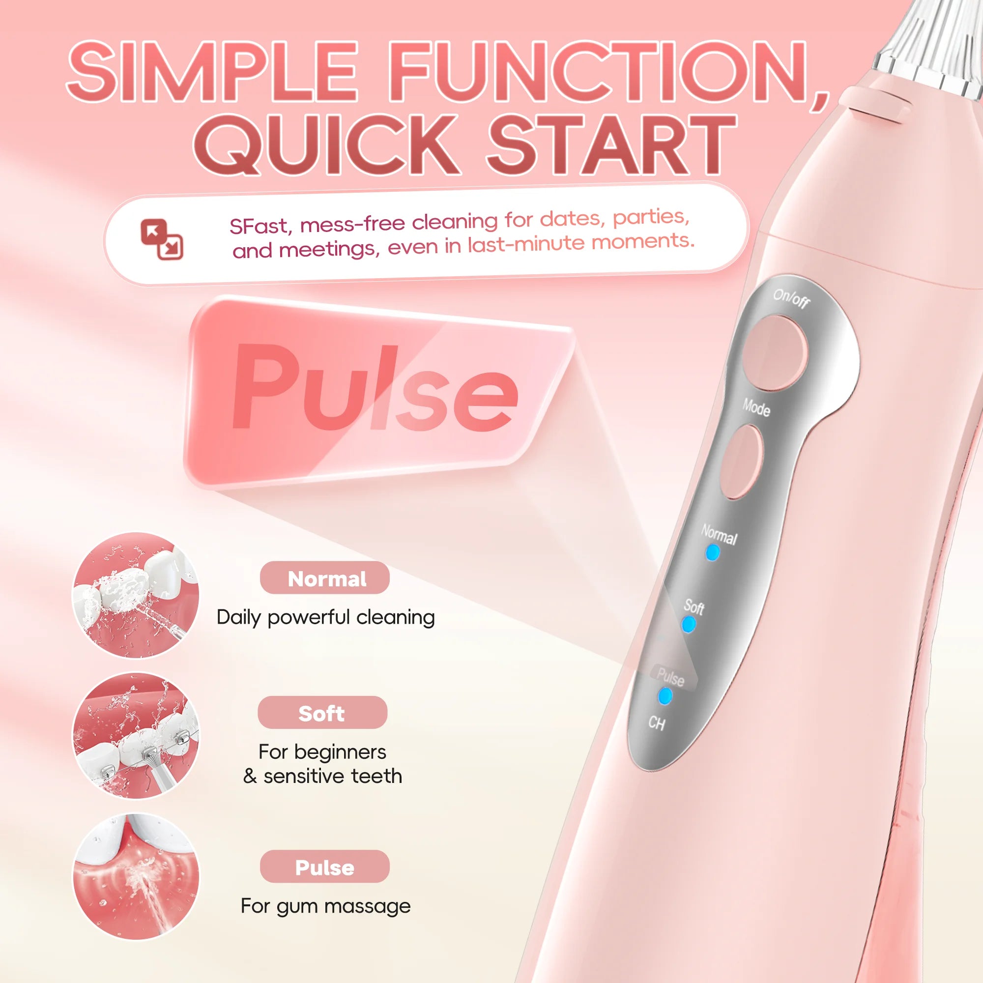 Water Flosser Rechargeable Oral Irrigator Portable Teeth Cleaner for Adults at Home - 4