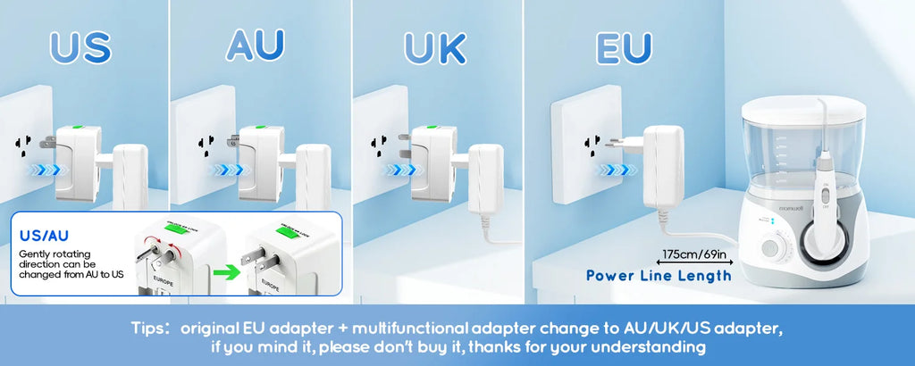 Electric Water Flosser Oral Irrigator with Multiple Tips for Adults at Home