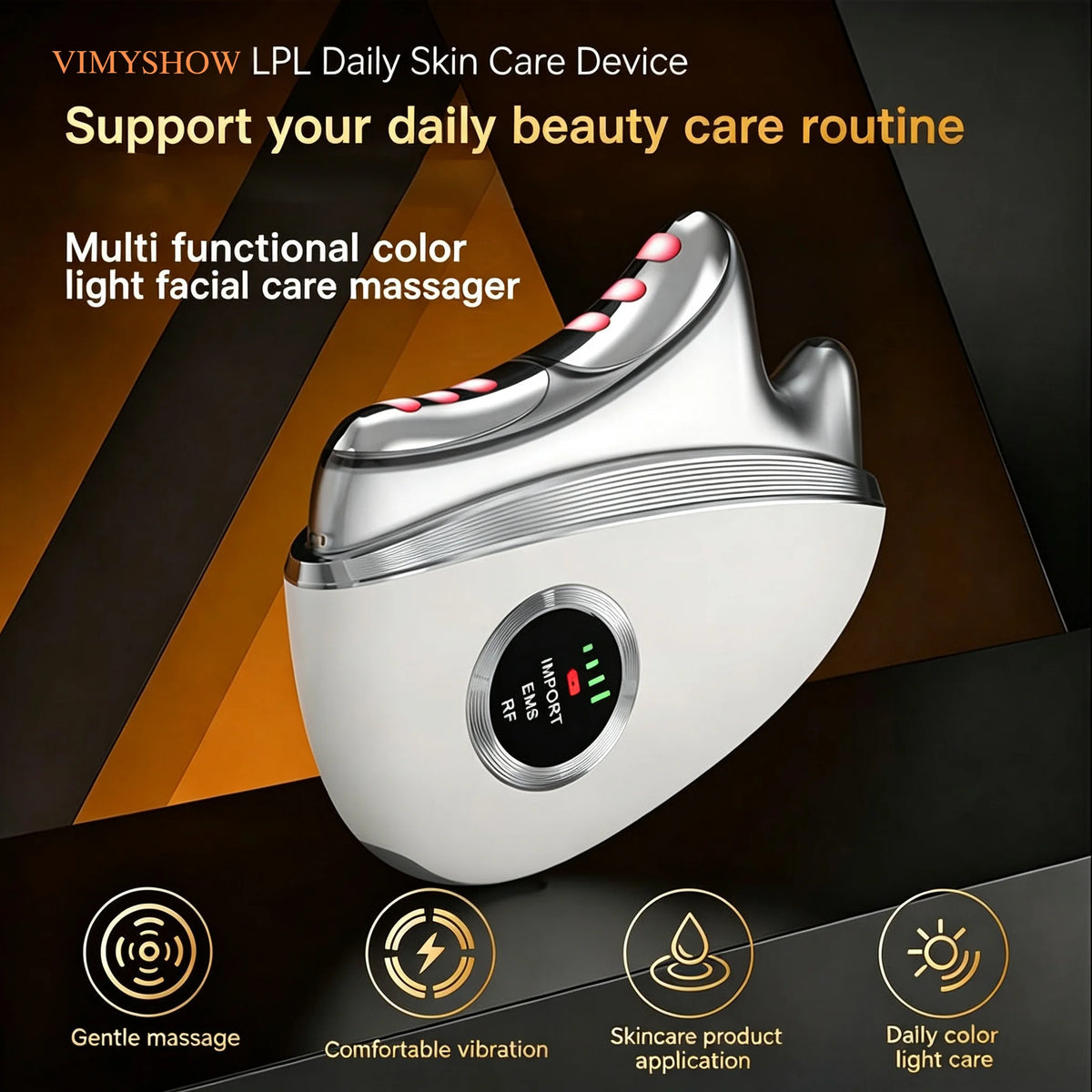 3 in 1 Facial Massager LED Light Microcurrent Wand for Women Skin Care and Neck Firming Routine