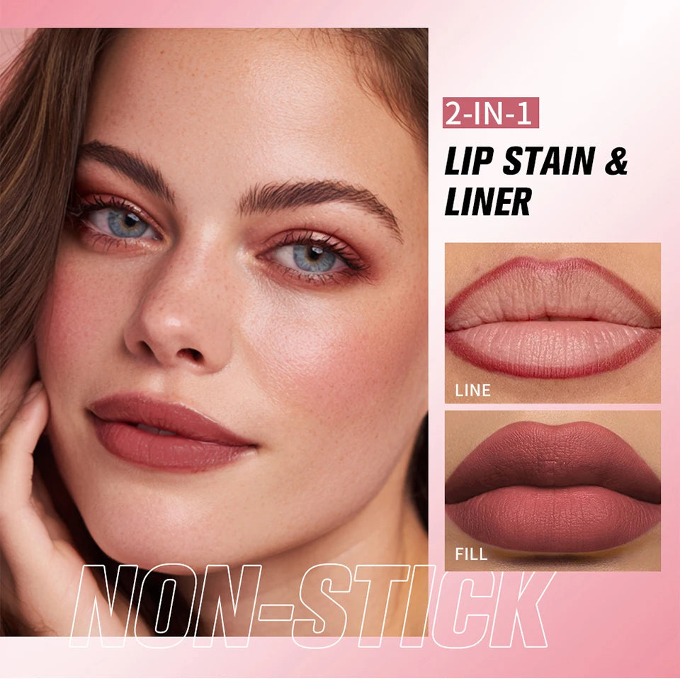 Lip Contour Stain Pen Long Lasting Waterproof Makeup for Daily Beauty and Travel