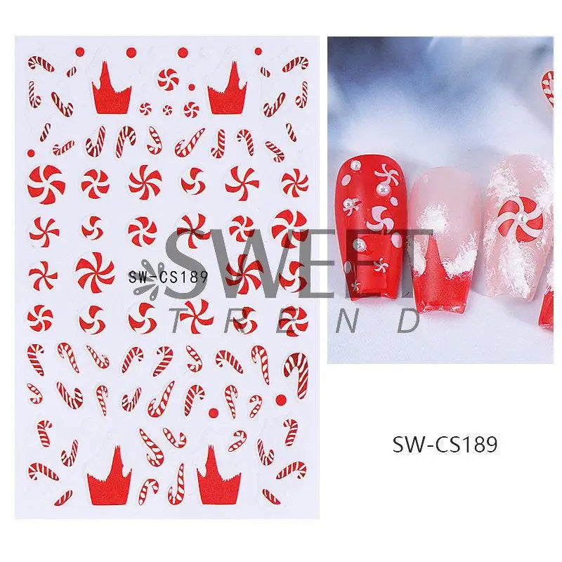 Christmas Nail Stickers Winter Decals for Salon Manicure and Home Holiday Decoration