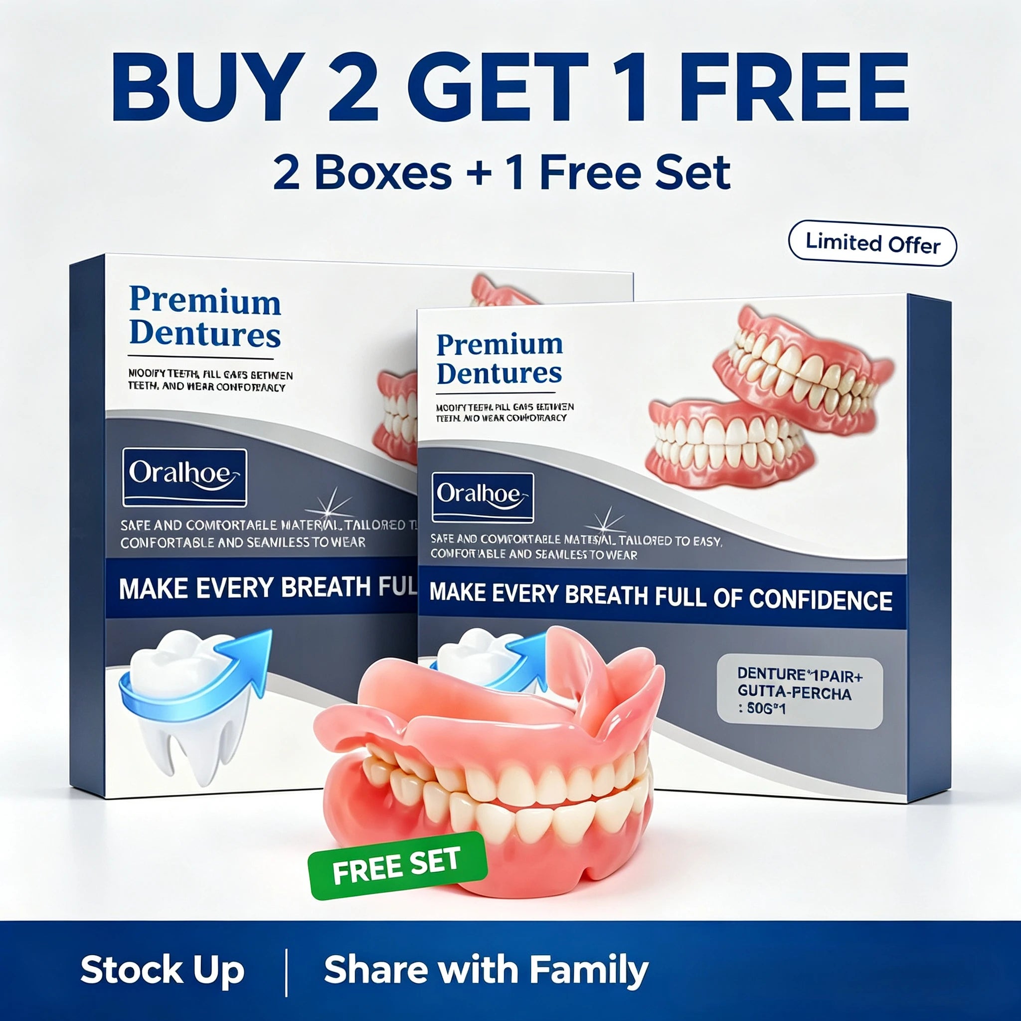 Silicone Snap On Dentures Natural Realistic Smile for Men and Women Instant Comfort Fit - 8