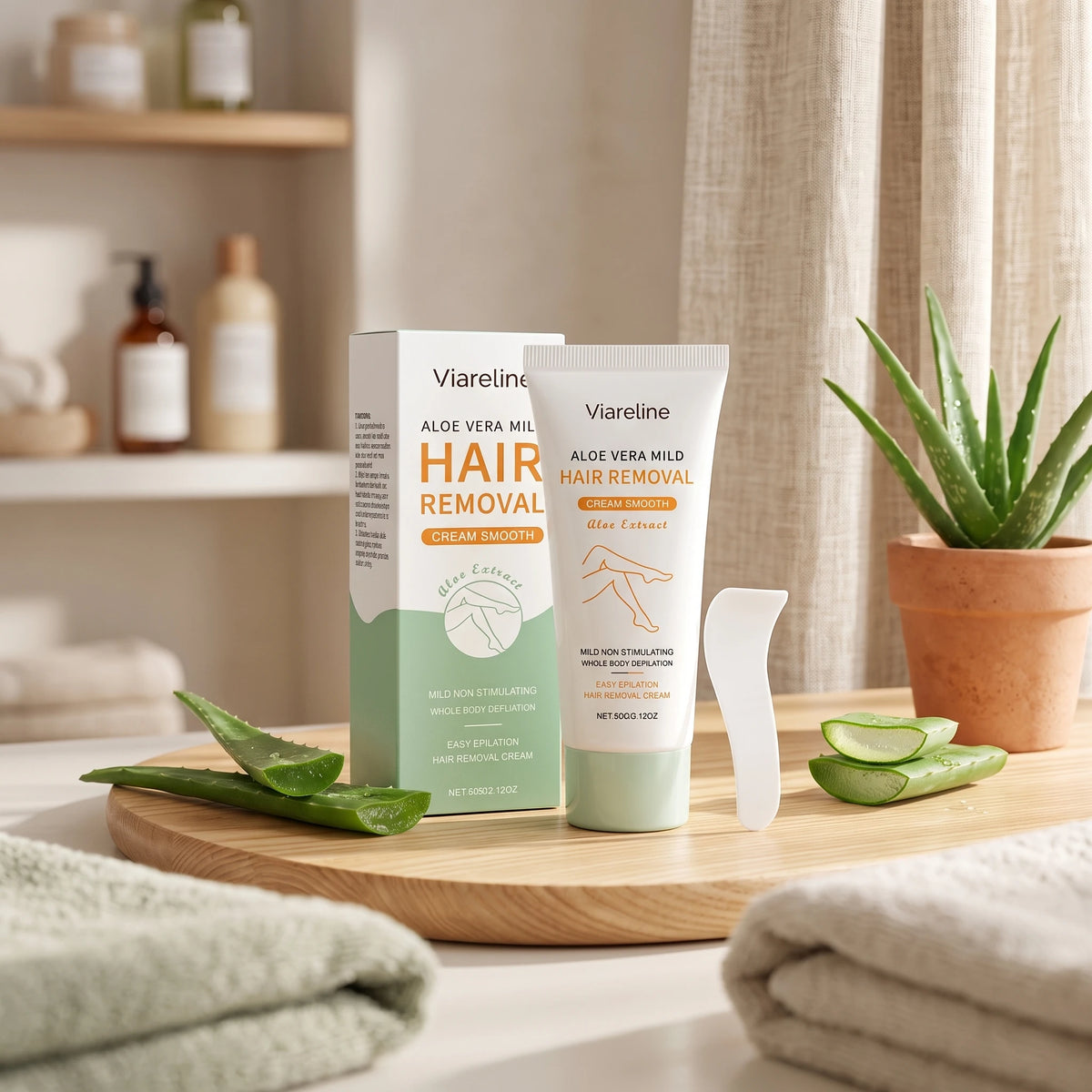 Aloe Vera Hair Removal Cream Painless Depilatory for Women Smooth Legs Arms and Underarms