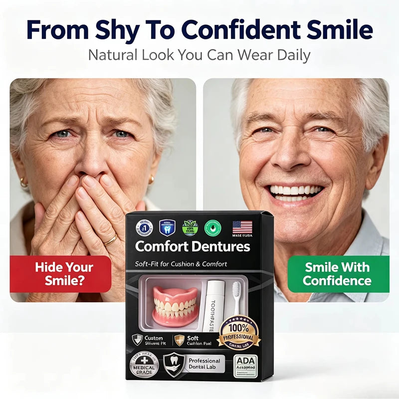 Moldable Silicone Denture Set Natural Ivory False Teeth for Instant Smile Improvement