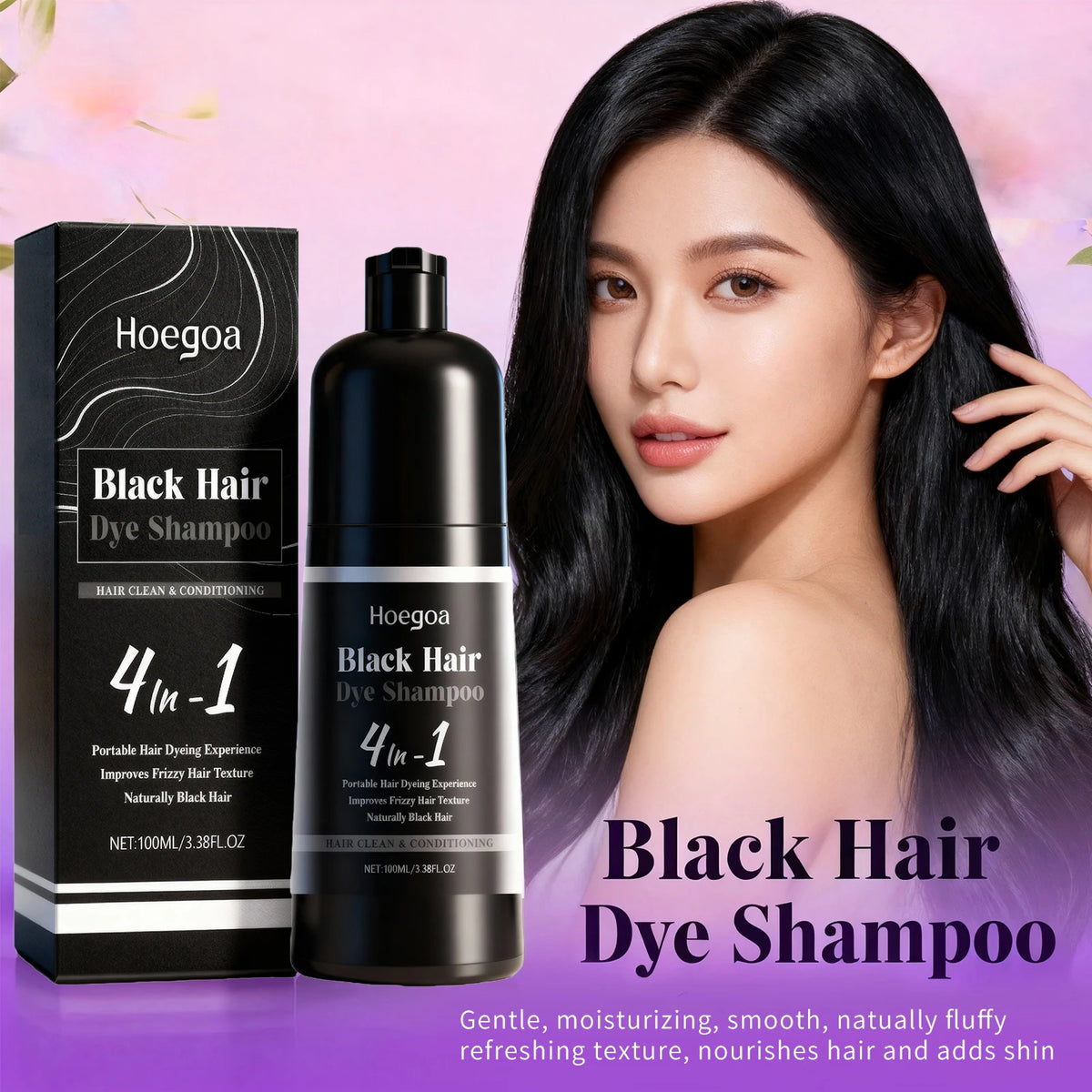 Black Hair Dye Shampoo Natural Gray Coverage for Men and Women at Home Daily Care Routine