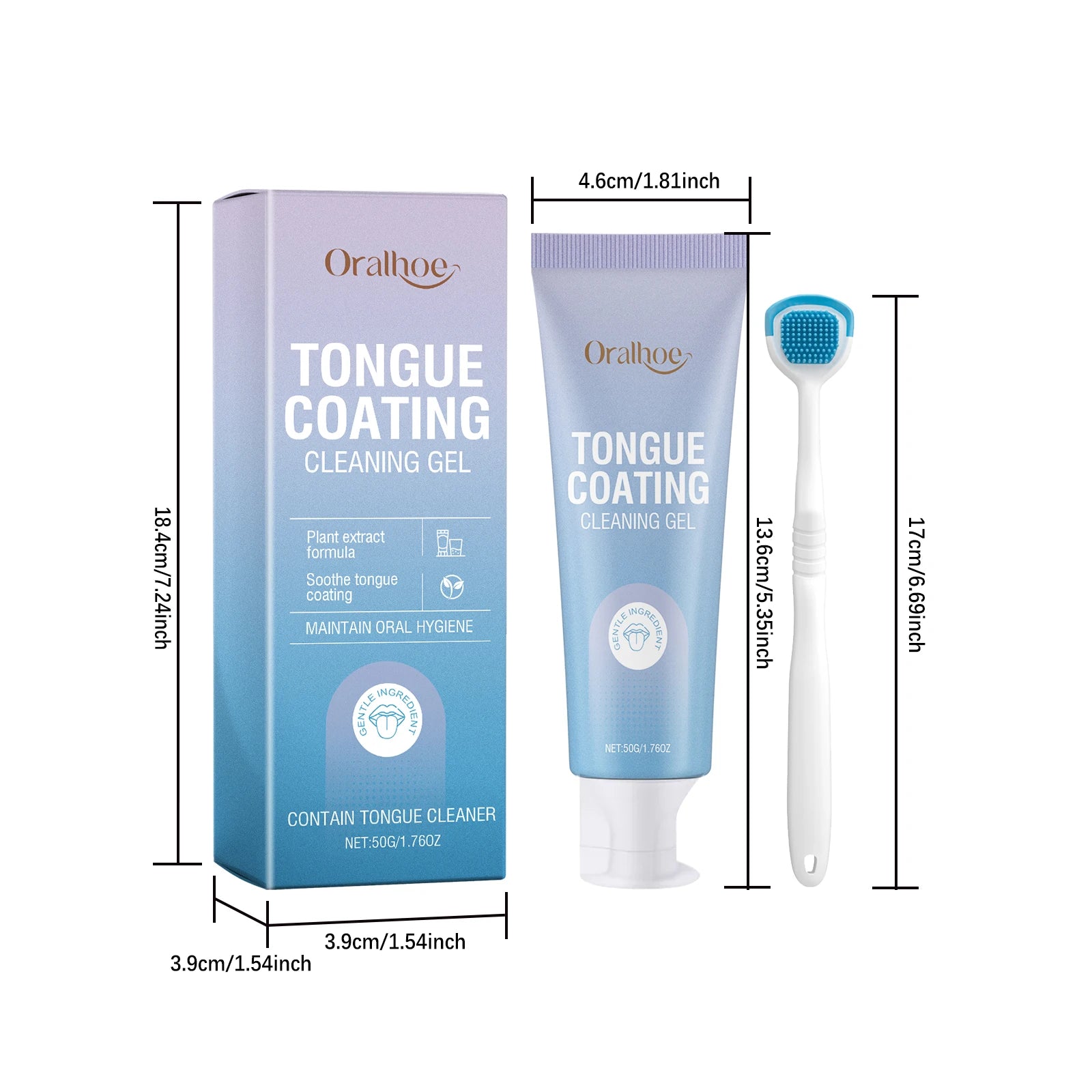 Tongue Cleaner Kit Remove Tongue Coating and Bad Breath for Daily Oral Hygiene Care - 8