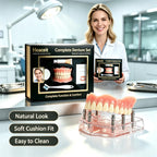 Silicone Full Denture Set Cosmetic Natural Look Comfortable Fit for Adults Daily Oral Care